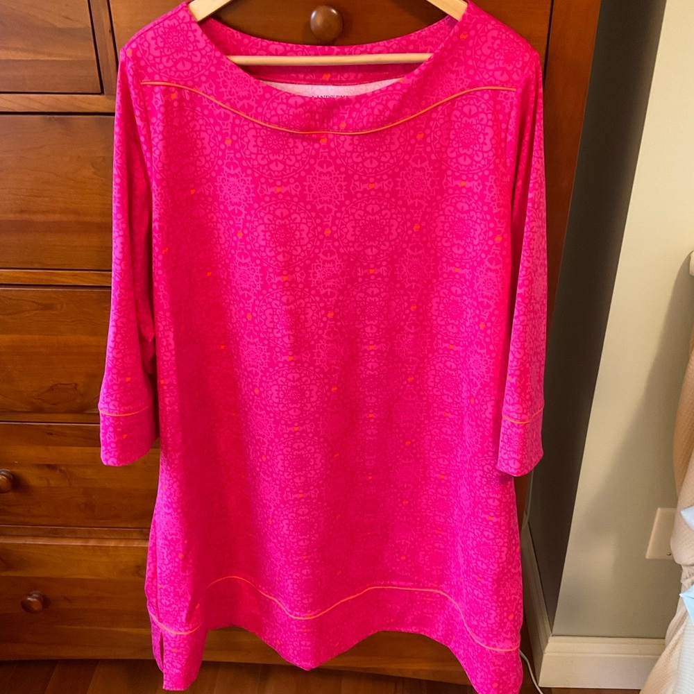 Lands' End Vibrant Pink UPF 50 Tunic Dress/ Swim Cover 2x